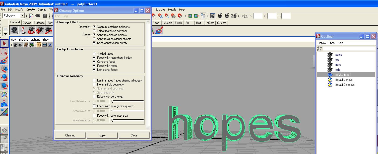 step6 Step 6: The Cleanup dialog box is a land of mysteries but these settings will produce a reasonable model.